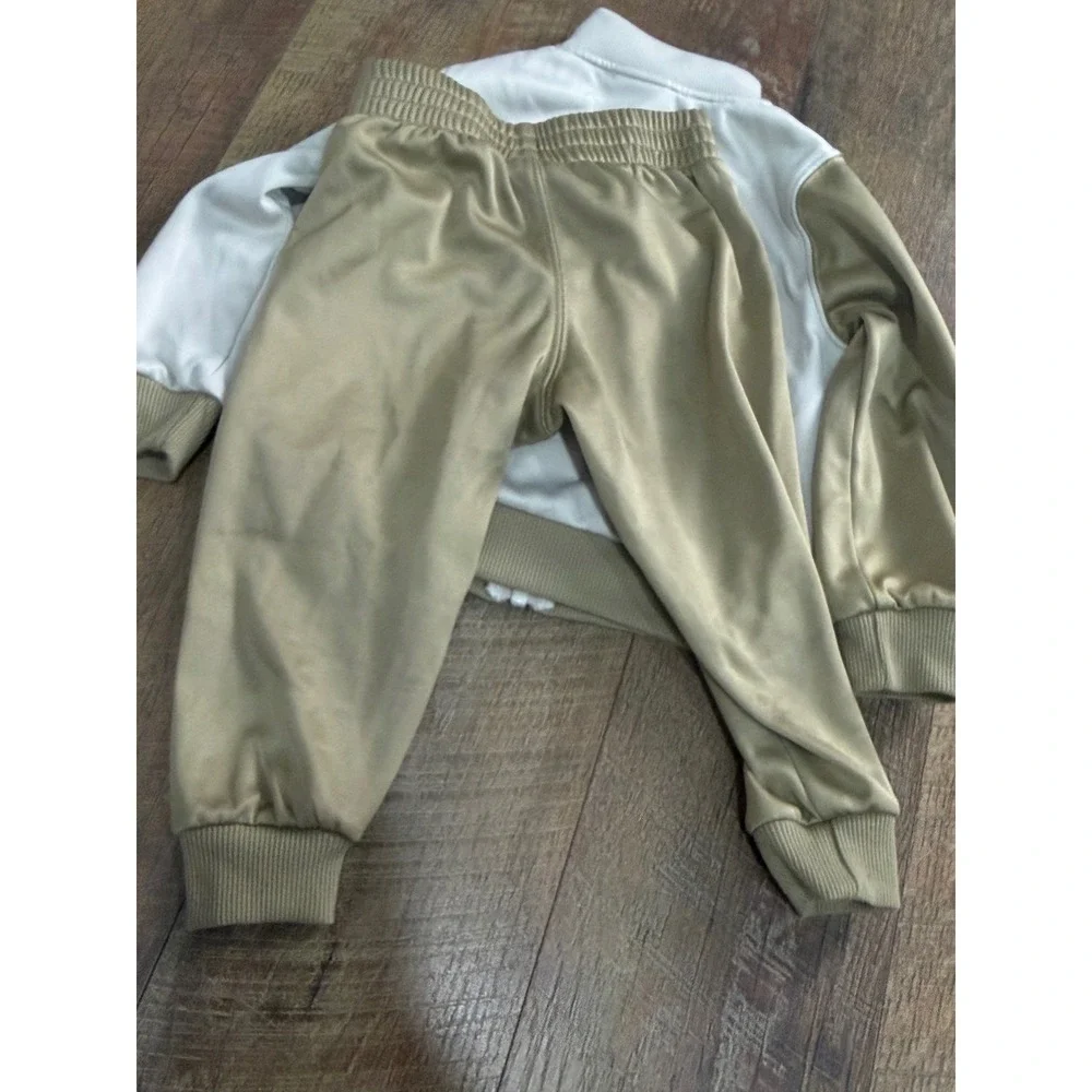 Nike Toddler 3T Tracksuit Set Tan White Neon Green Zip Jacket Joggers 2-Piece - Picture 7 of 8